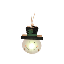 Load image into Gallery viewer, Irish Snowman Wood Light Up Ornament