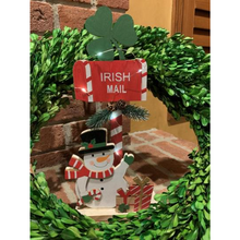 Load image into Gallery viewer, Irish Snowman Christmas Mail Wood Light Up Decor