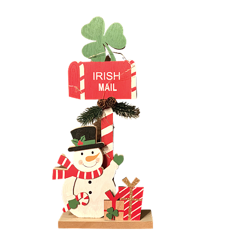 Irish Snowman Christmas Mail Wood Light Up Decor