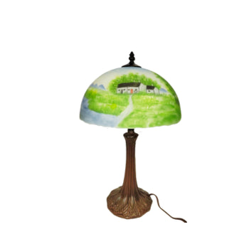 Reverse Painted Lamp - Irish Country Side